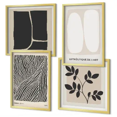 Multi-piece wall decor set with minimalist plant patterns