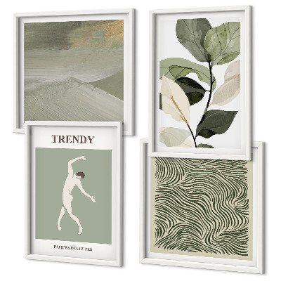 Wall art set Abstract plant patterns