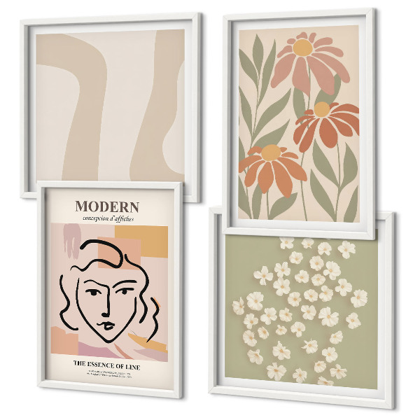 Set of 4 wall art pieces Modern abstract woman
