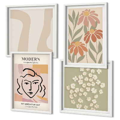 Set of 4 wall art pieces Modern abstract woman