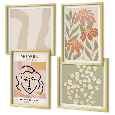 Set of 4 wall art pieces Modern abstract woman