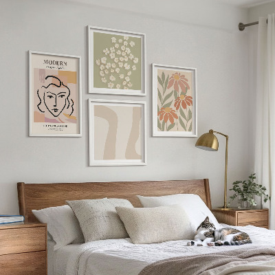 Set of 4 wall art pieces Modern abstract woman