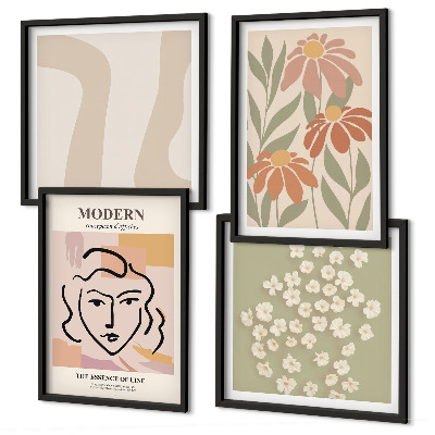 Set of 4 wall art pieces Modern abstract woman