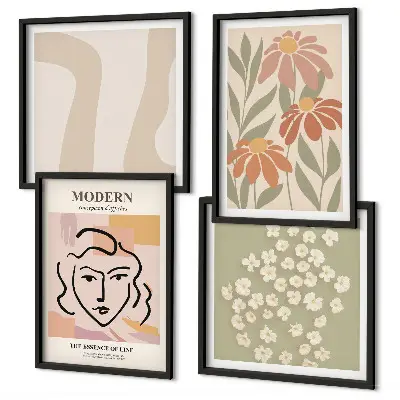 Modern abstract woman wall art set of 4 pieces