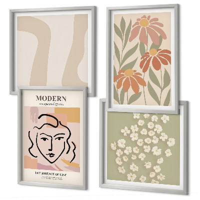 Set of 4 wall art pieces Modern abstract woman
