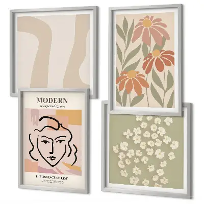 Modern abstract woman wall art set of 4 pieces
