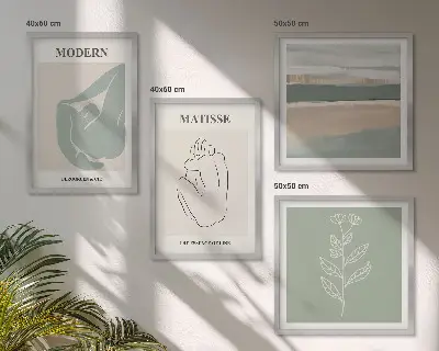 Abstract plant shapes wall decor set multi-piece wall art