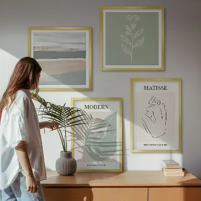 Abstract plant shapes wall decor set multi-piece wall art