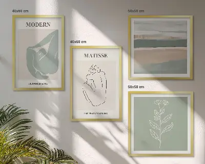 Abstract plant shapes wall decor set multi-piece wall art