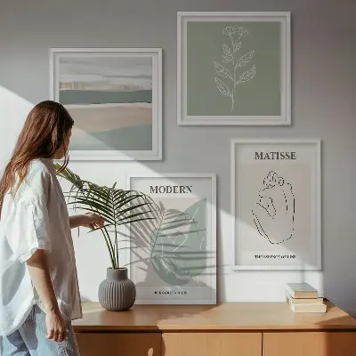 Abstract plant shapes wall decor set multi-piece wall art