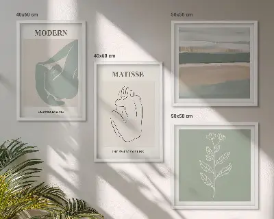 Abstract plant shapes wall decor set multi-piece wall art