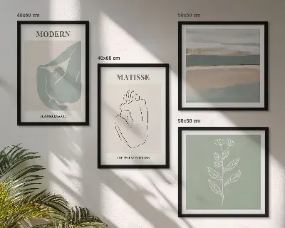 Abstract plant shapes wall decor set multi-piece wall art