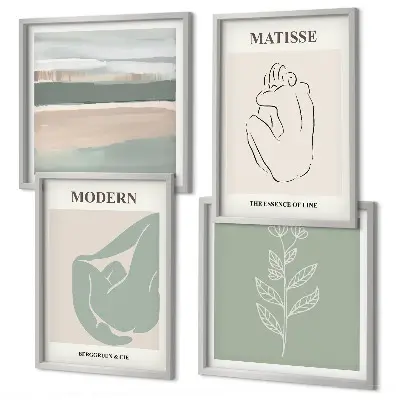 Abstract plant shapes wall decor set multi-piece wall art