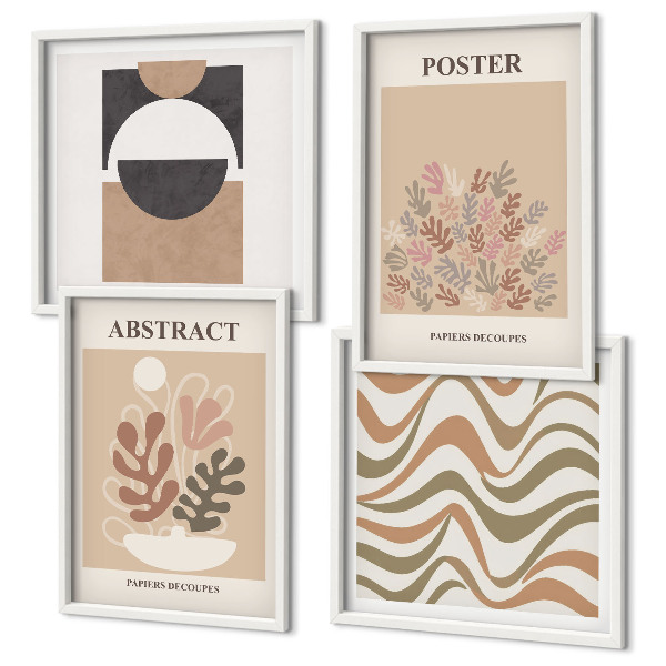 Set of 4 wall art pieces Abstract shapes patterns