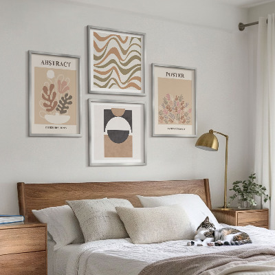 Set of 4 wall art pieces Abstract shapes patterns