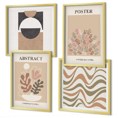 Set of 4 wall art pieces Abstract shapes patterns