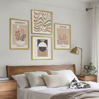 Set of 4 wall art pieces Abstract shapes patterns