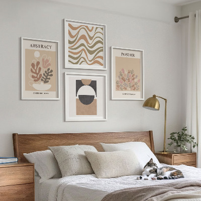 Set of 4 wall art pieces Abstract shapes patterns