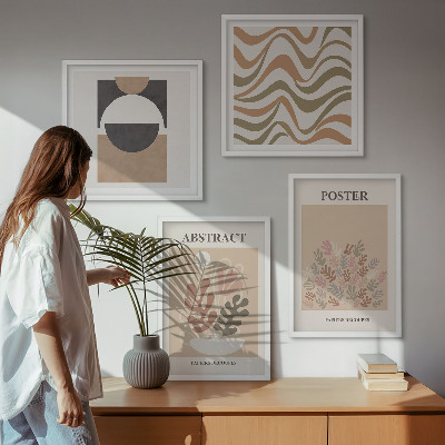 Set of 4 wall art pieces Abstract shapes patterns