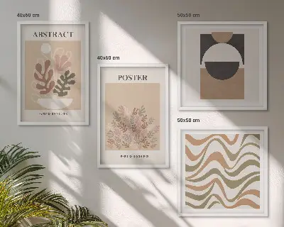 Abstract shapes wall art set of 4 pieces