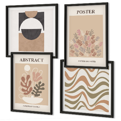 Set of 4 wall art pieces Abstract shapes patterns