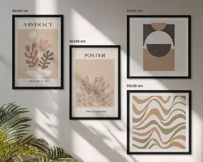 Abstract shapes wall art set of 4 pieces