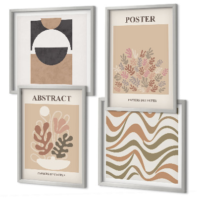 Set of 4 wall art pieces Abstract shapes patterns