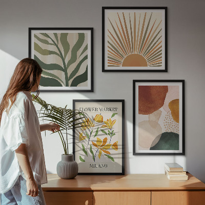 Multi-piece wall decor set Abstract floral motifs