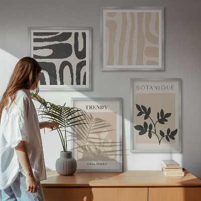 Wall art set Stylish plant patterns in beige and black