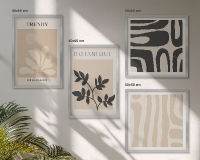 Wall art set Stylish plant patterns in beige and black