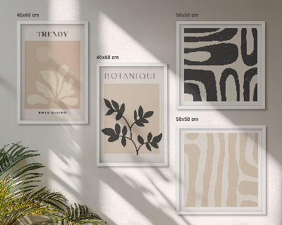 Wall art set Stylish plant patterns in beige and black