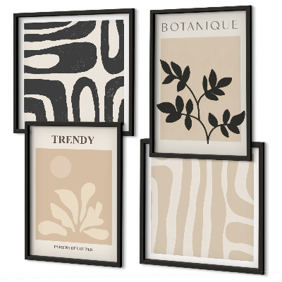 Wall art set Stylish plant patterns in beige and black