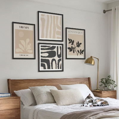 Wall art set Stylish plant patterns in beige and black