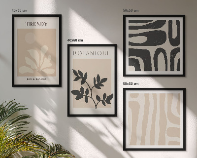 Wall art set Stylish plant patterns in beige and black