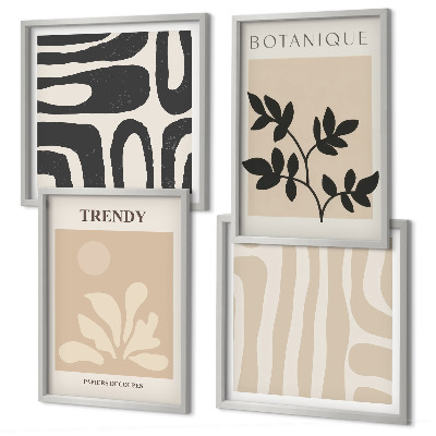 Wall art set Stylish plant patterns in beige and black