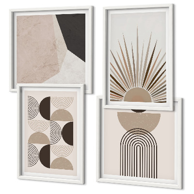 Set of 4 wall art pieces Abstract beige and brown shapes