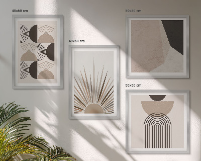 Set of 4 wall art pieces Abstract beige and brown shapes
