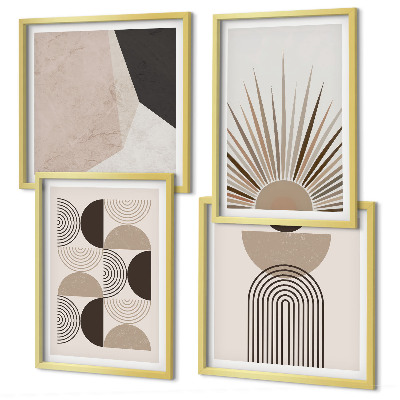 Set of 4 wall art pieces Abstract beige and brown shapes