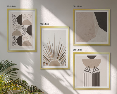 Set of 4 wall art pieces Abstract beige and brown shapes