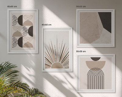 Set of 4 wall art pieces Abstract beige and brown shapes
