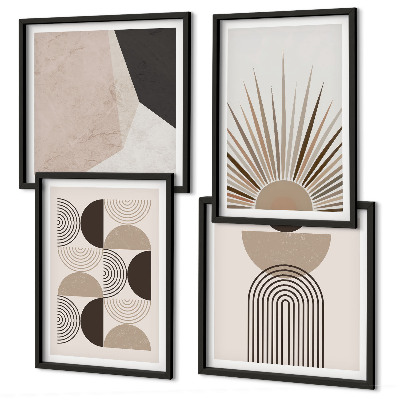 Set of 4 wall art pieces Abstract beige and brown shapes