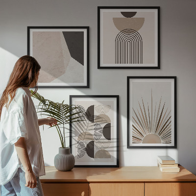 Set of 4 wall art pieces Abstract beige and brown shapes