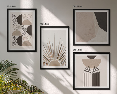 Set of 4 wall art pieces Abstract beige and brown shapes