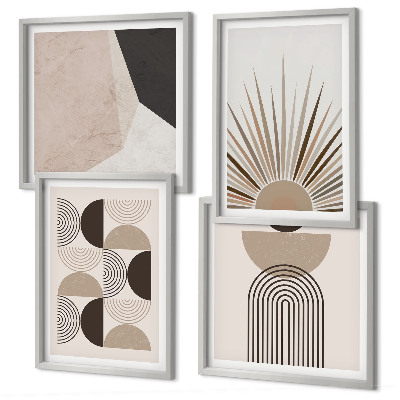 Set of 4 wall art pieces Abstract beige and brown shapes