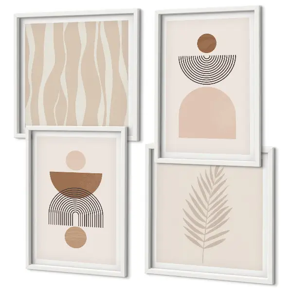 Multi-piece wall decor set abstract shapes in brown and beige