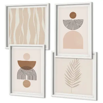 Multi-piece wall decor set abstract shapes in brown and beige