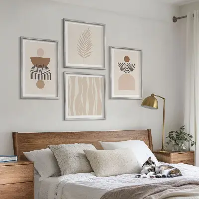 Multi-piece wall decor set abstract shapes in brown and beige