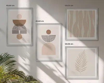 Multi-piece wall decor set abstract shapes in brown and beige
