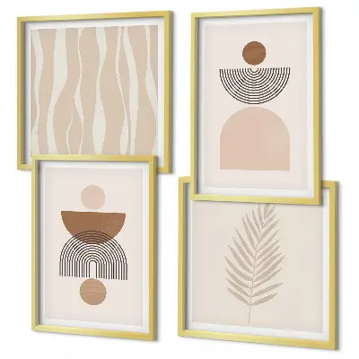 Multi-piece wall decor set abstract shapes in brown and beige