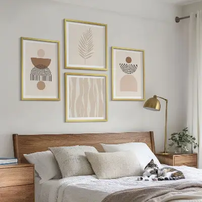 Multi-piece wall decor set abstract shapes in brown and beige